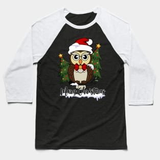 Cute Owl Santa Hat Christmas Tree Xmas Gift Baseball T-Shirt